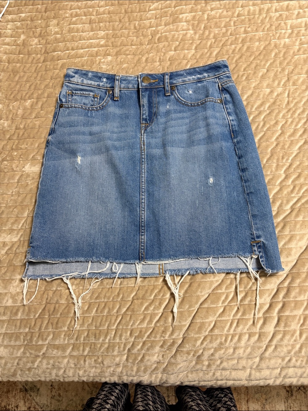Loft Denim Distressed Mini Skirt - Blue - size 2